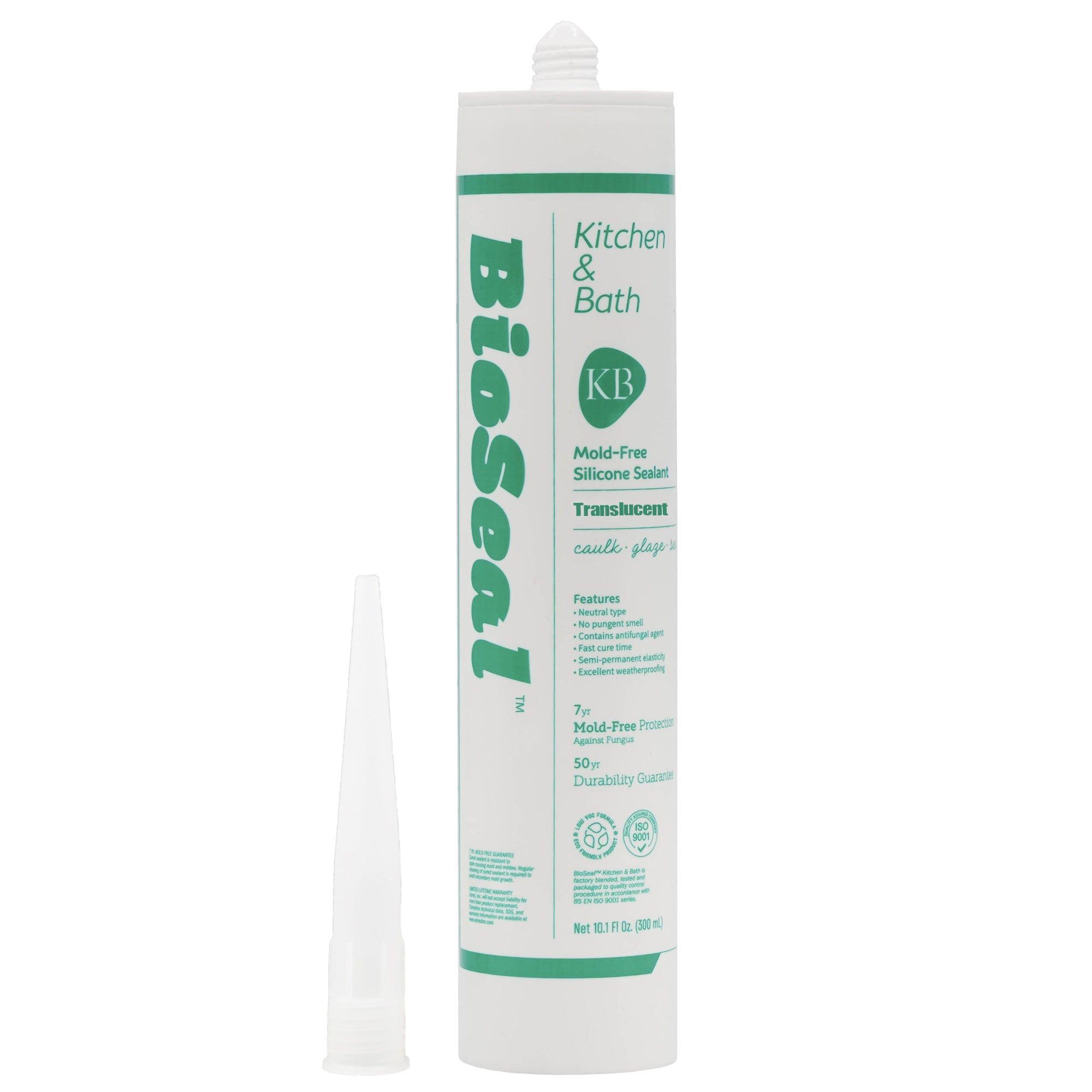 Translucent Kitchen & Bath BioSeal Silicone Caulk & Sealant- Mold Free / 100% RTV / Odorless