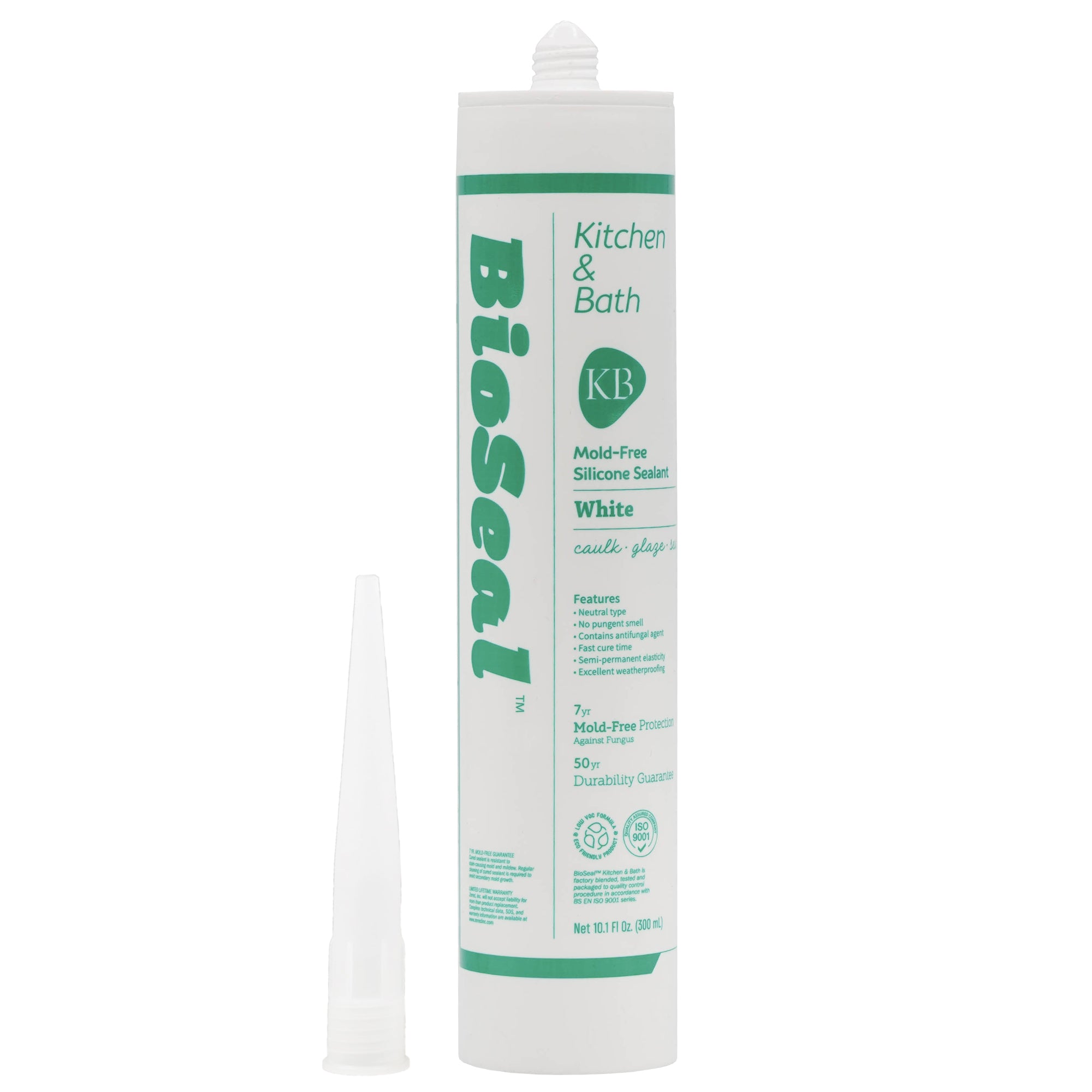 White Kitchen & Bath BioSeal Silicone Caulk & Sealant- Mold Free / 100% RTV / Odorless